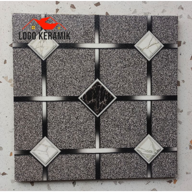 Keramik Lantai Kasar Matt Kamar Mandi Teras Motif Hexagon 40x40 Hummer Grey