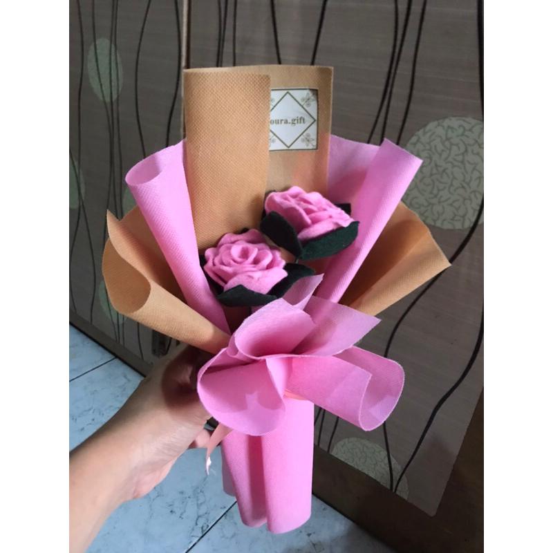 Bisa COD / Buket Bunga Flanel 2 Tangkai