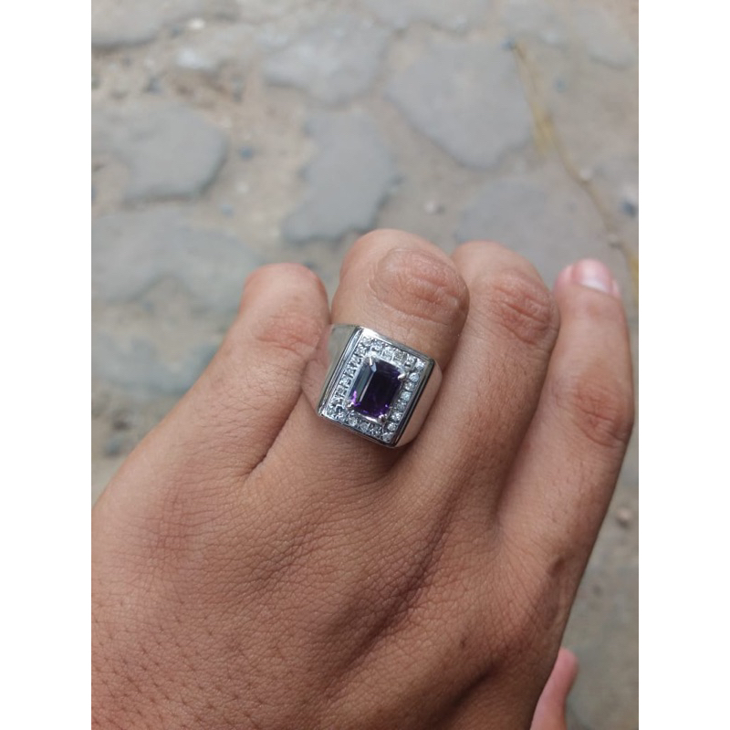 cincin berlian pria & batu kecubung