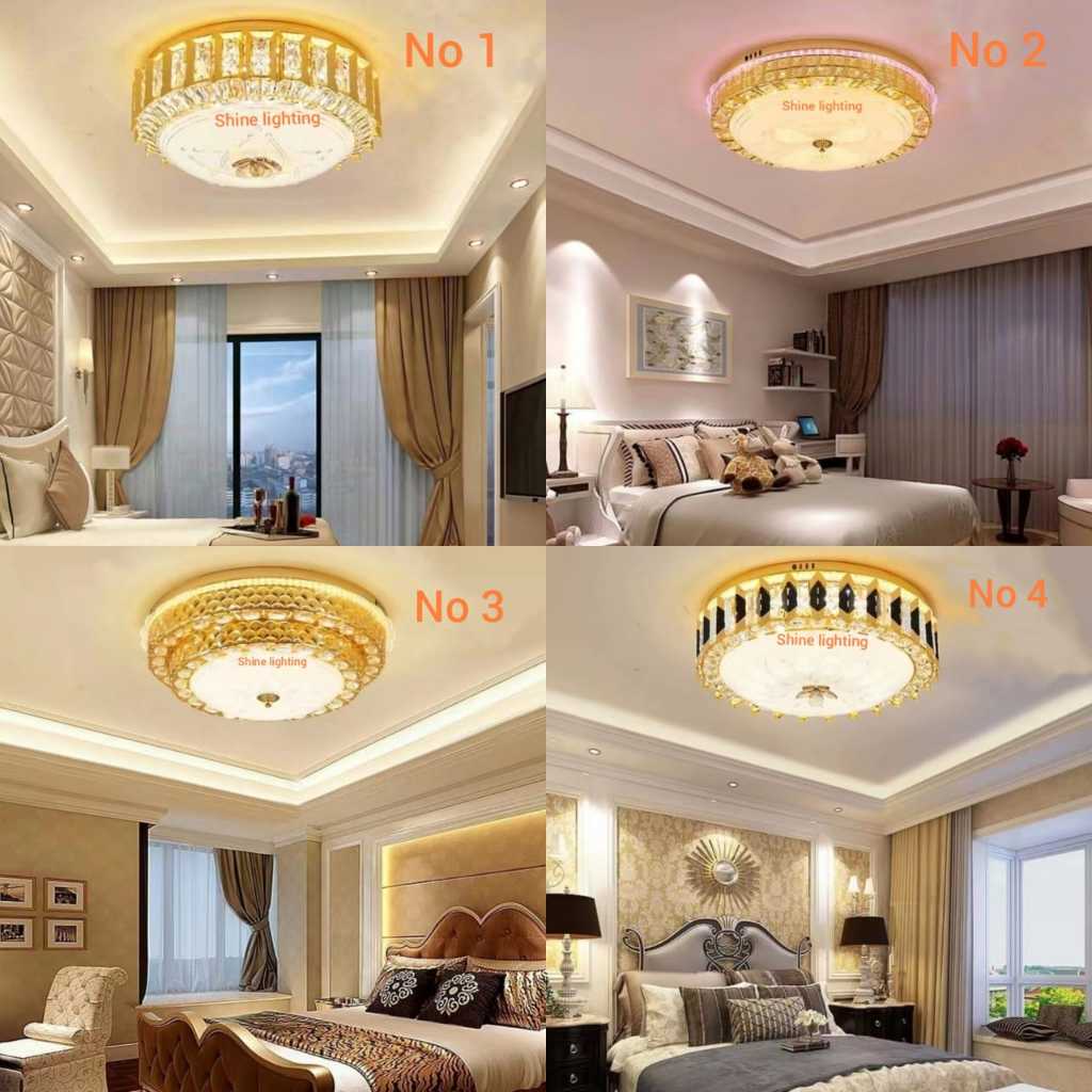 Lampu plafon minimalis kristal LED ruang tamu ruang tidur gold