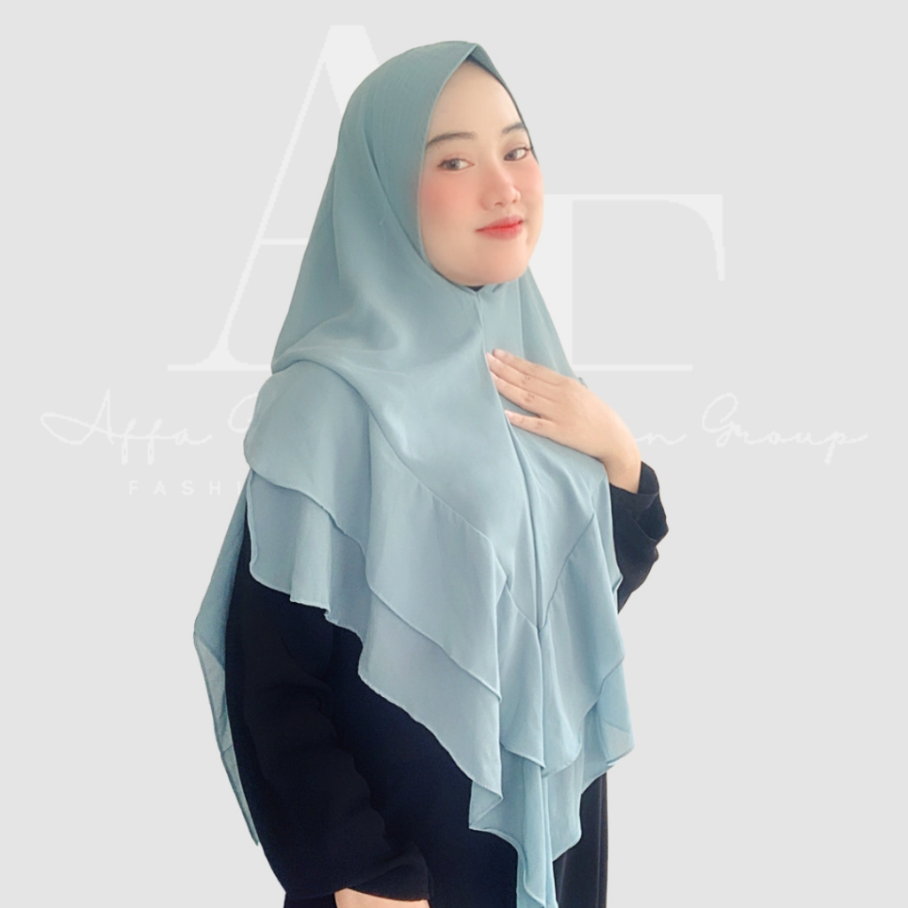 Khimar Polos Syar'i 2 Layer Ceruty Babydoll Premium Model Gelombang | Jilbab Premium | Hijab Instan 