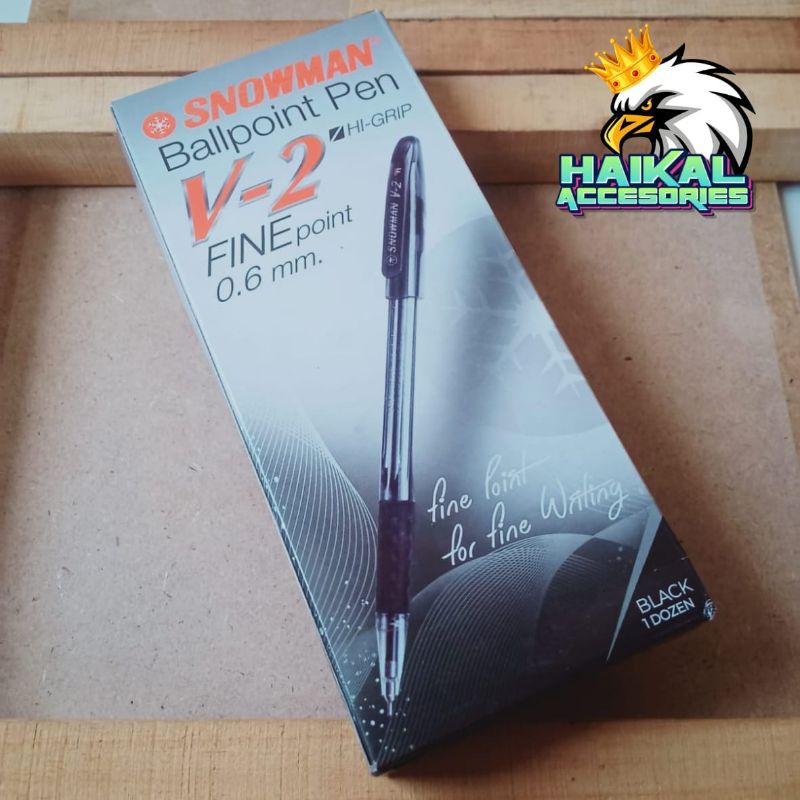 

Pulpen Ballpoint Pen SNOWMAN V-2 HI-GRIP 0.6 Black Isi (12pcs)