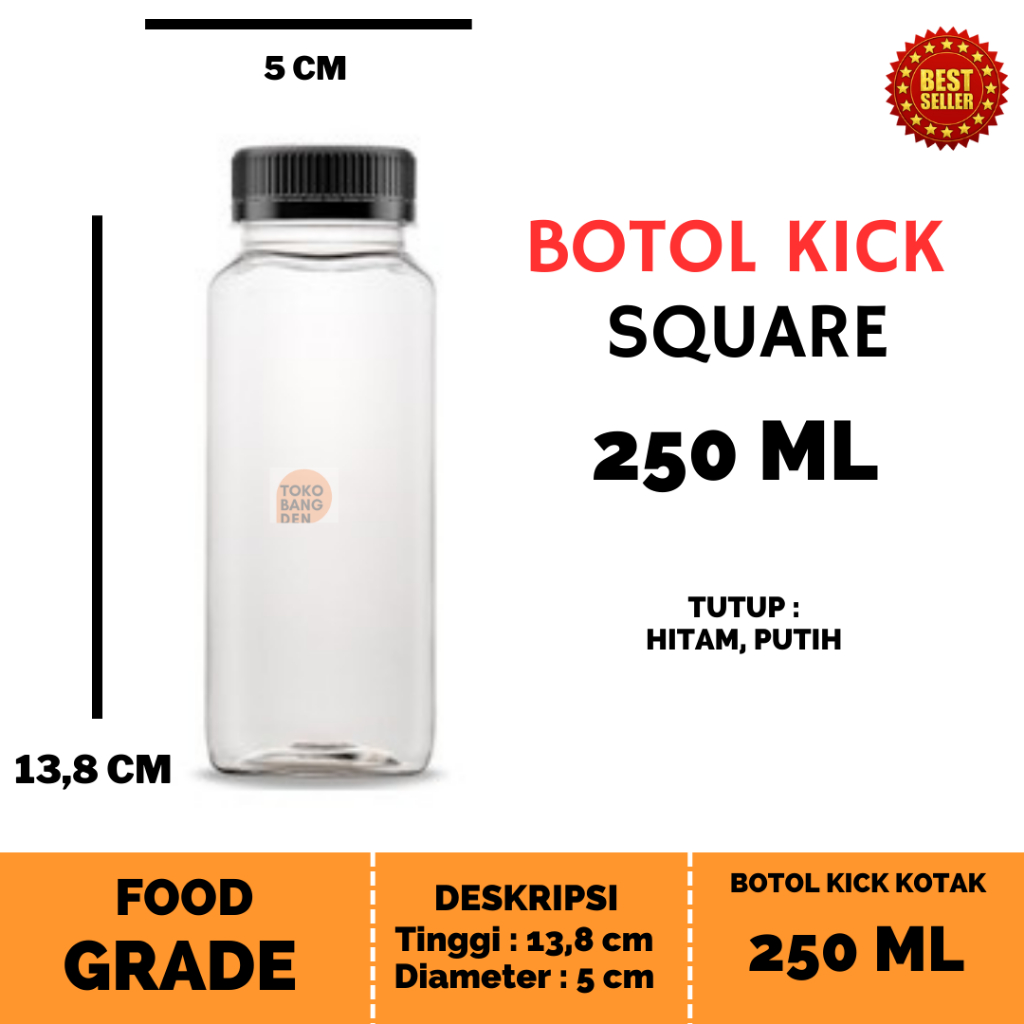 BOTOL KICK SQUARE KOTAK 250 ML / BOTOL JUS / BOTOL KOPI