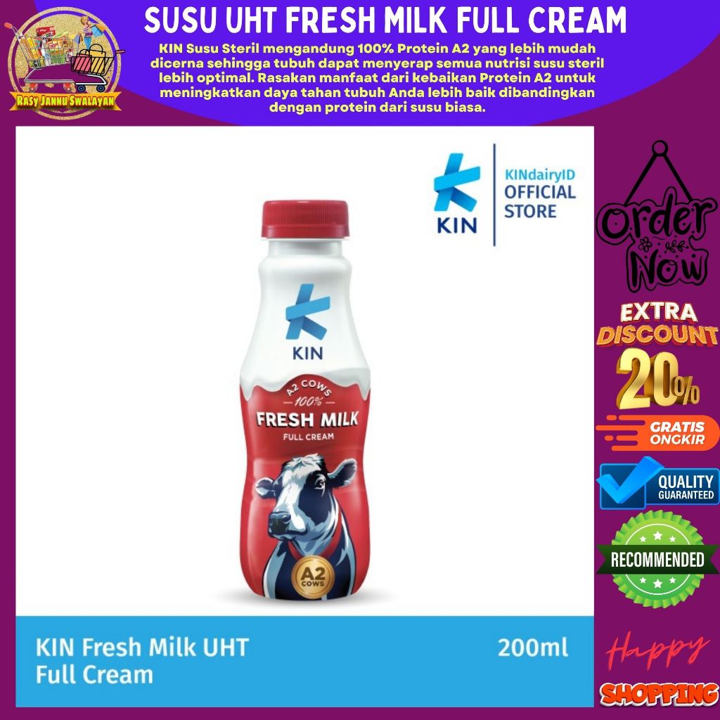 

KIN FRESH MILK FULL CREAM 200 ML / SUSU SEGAR PUTIH / SUSU FRESH