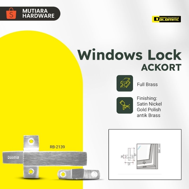 Rambuncis jendela minimalis/kunci jendela/slot jendela RB 2139