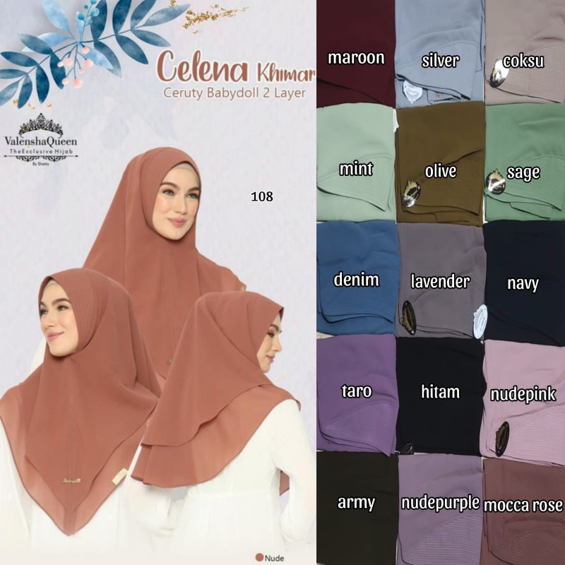 khimar celena 2 layer valenshaqueen / khimar 2layer cerutty babydoll/ Valenshaqueen hijab