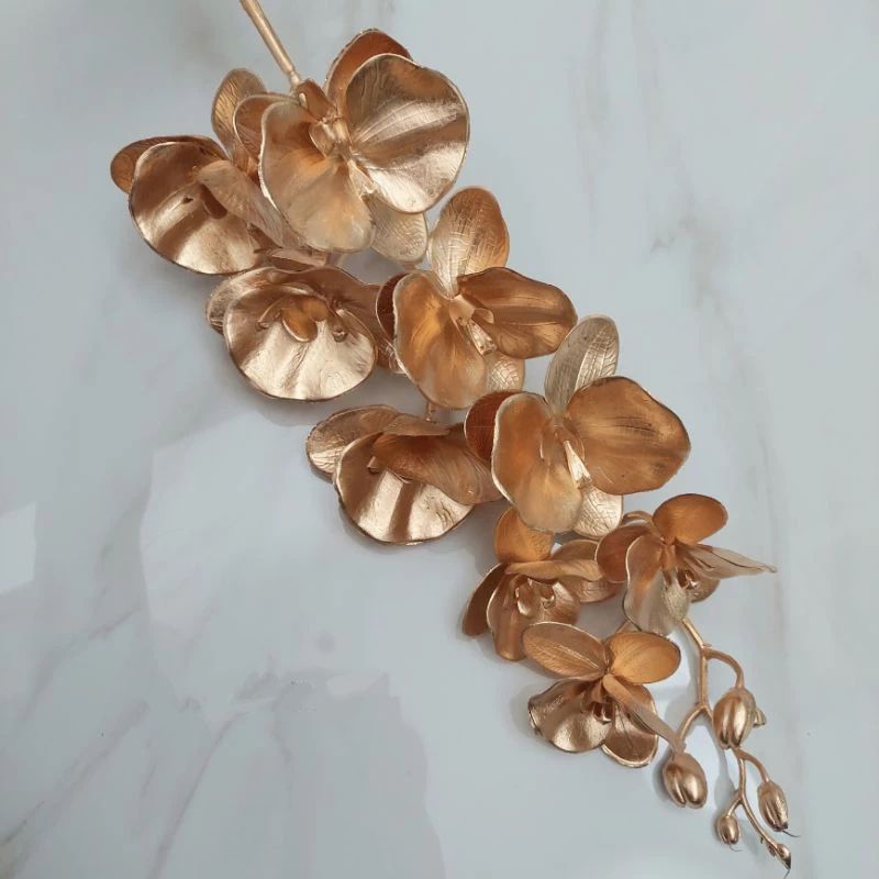 BUNGA ANGGREK GOLD 9TANGKAI GOLDEN FLOWER BUNGA PLASTIK