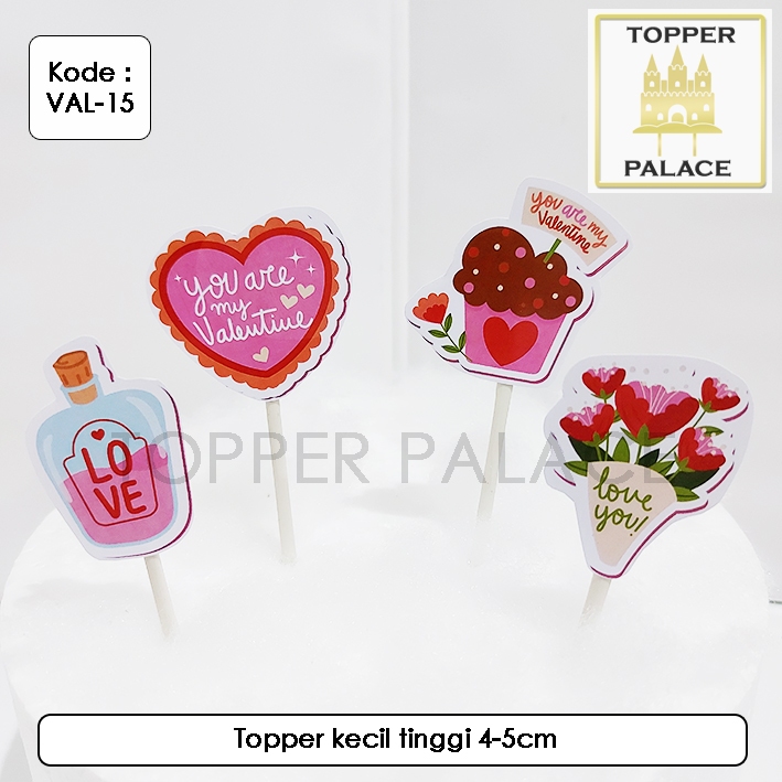 

VAL-15 Valentine day cake topper l cupcake topper - 4pcs