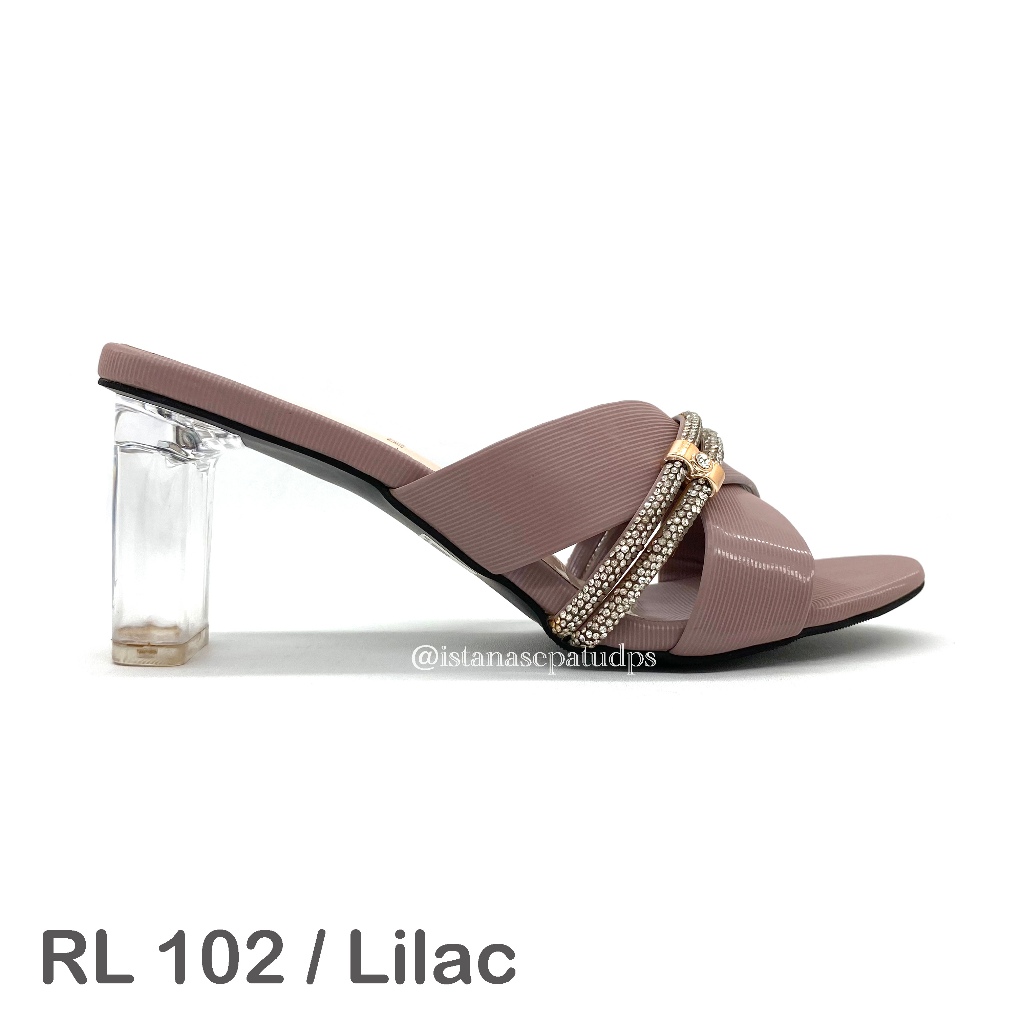 Sandal Pesta Fashion Wanita Vee Natally RL 102, Hitam, Ungu, Cream, Hak 8cm