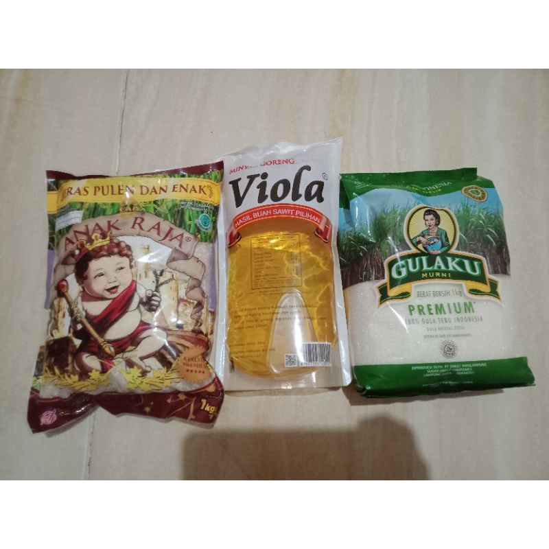 

BERAS 1KG+ GULA 1KG+900ML MINYAK GORENG PAKET SEMBAKO MURAH