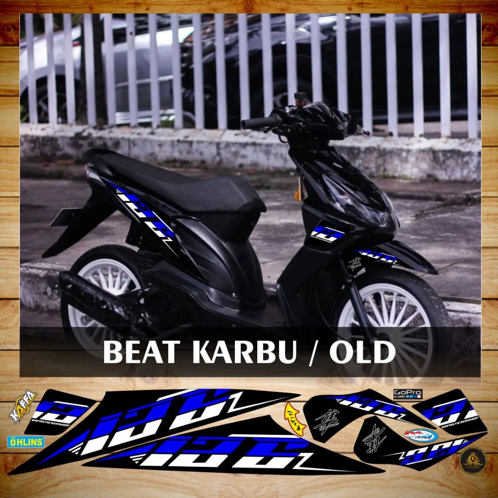 Stiker Striping Variasi Beat Old Beat Karbu Beat Lama Motif List Custom Decal Motif Biru