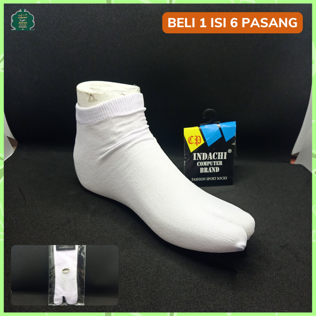BELI 1 DAPAT 6 PASANG Kaos Kaki Jempol Anak Pendek Putih Polos Indachi Santosa Makmur Grosir