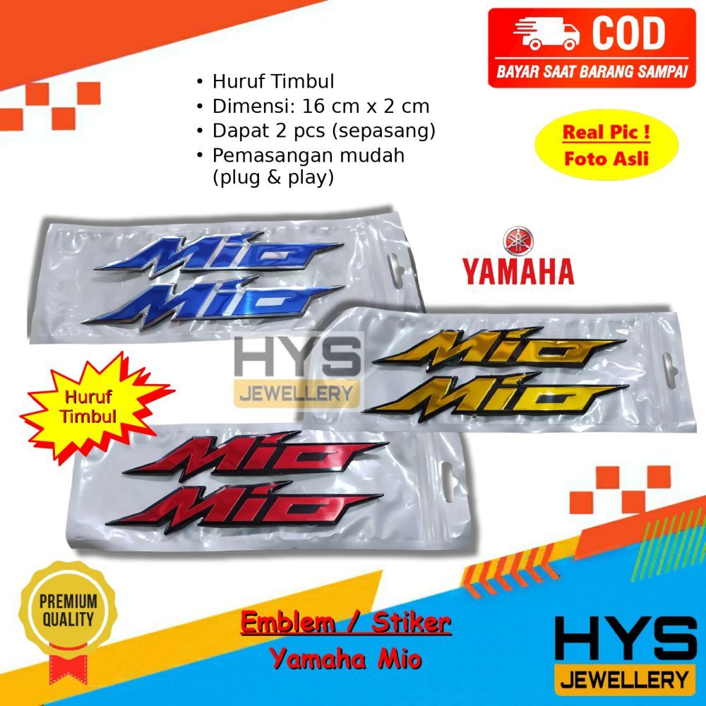 [COD] Isi 2 Pcs Emblem Timbul Logo Yamaha Mio Sporty / Smile / Soul / Soul GT / Mio J / Mio S / Mio 