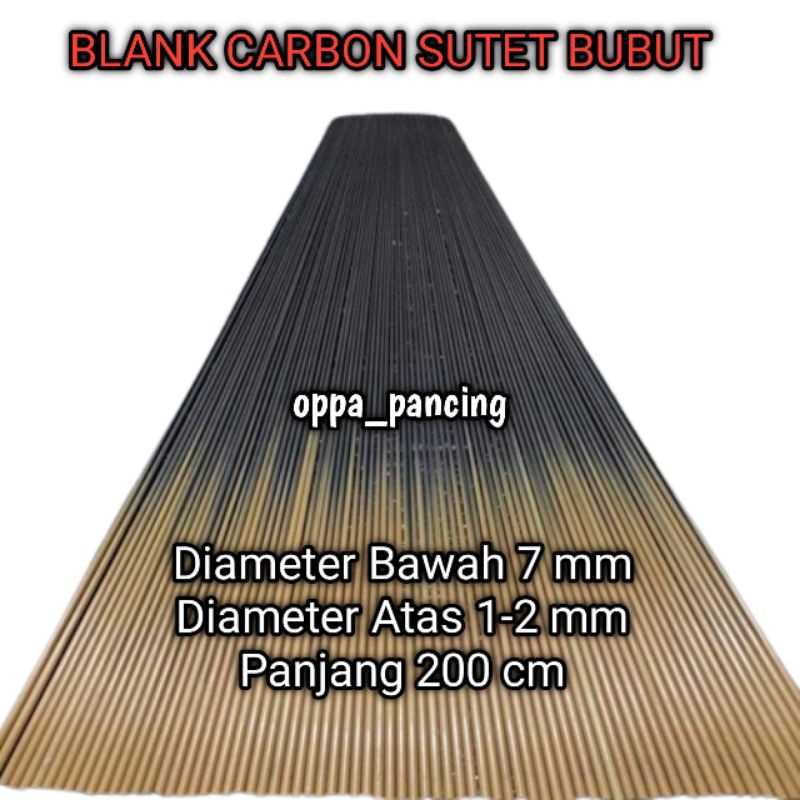 Carbon Sutet Bubutan 7mm Panjang 200cm Bahan Joran