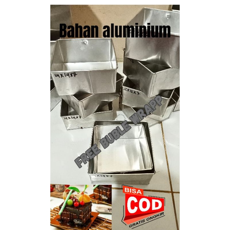 LOYANG KUE KOTAK SEGI MINI/LOYANG KOTAK SEGI/LOYANG KUE BOLU 12X12X7 , 14X14X7