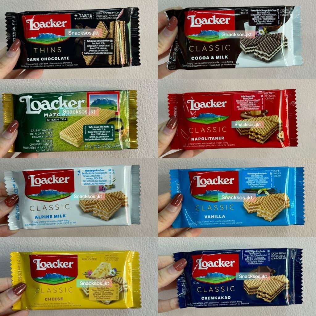 

LOACKER WAFER CLASSIC THINS COCOA & MILK / DARK CHOCOLATE / MATCHA GREENTEA / NAPOLITANER / ALPINE MILK / VANILLA / CHEESE / CREMKAKAO