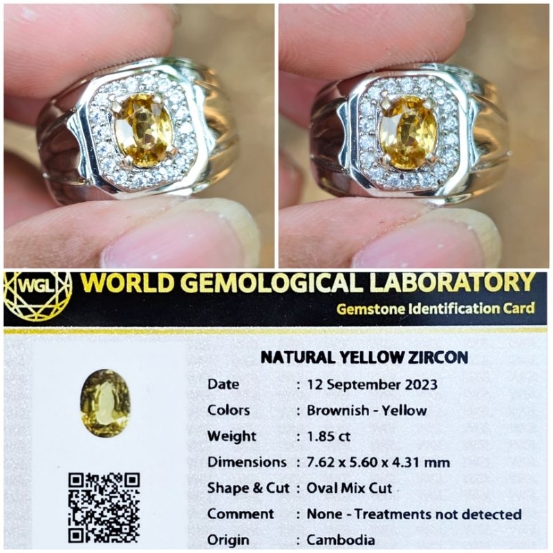 Cincin Batu Permata Natural Yellow Zircon Original