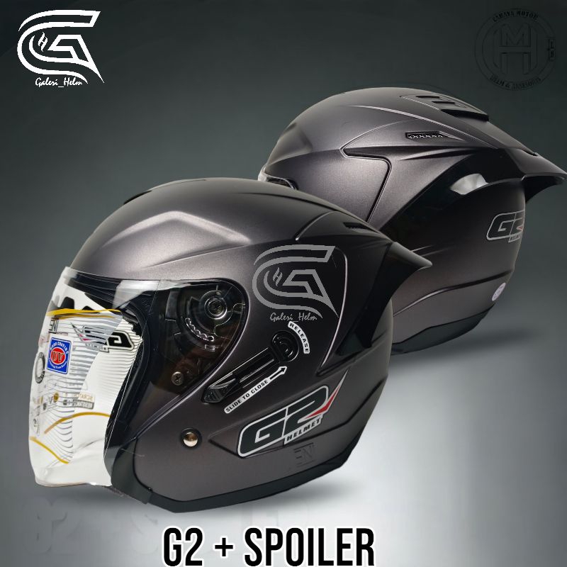 HELM G2 OPTIMAX SOLID HITAM DOFF|HALF FACE DOUBEL VISOR|HELM SNI