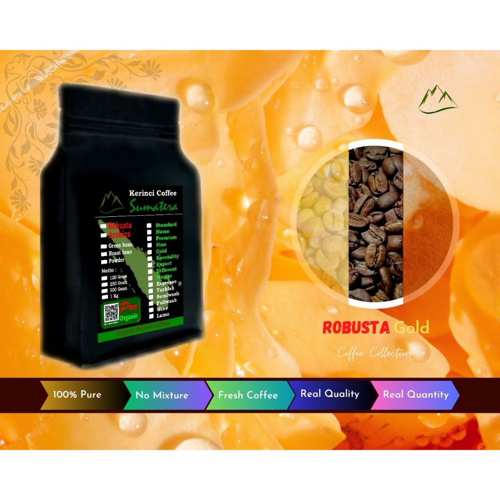 

Kopi Kerinci Robusta Gold - Roast Bean 500 Gram - 100 % Murni - Kerinci Regency - Jambi - Sumatera