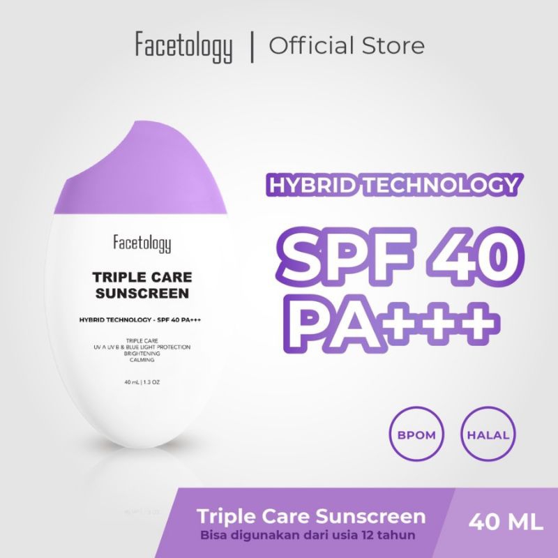 (Ori BPOM) Facetology Triple Care Sunscreen SPF 40 PA+++