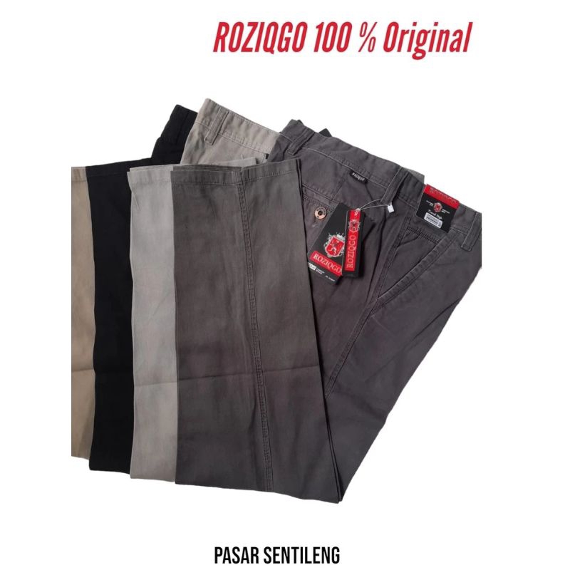 Celana Panjang Pria Katun Formal Merk ROZIQGO Original Kualitas CARDINAL Warna Hitam Abu Mocca Krem 