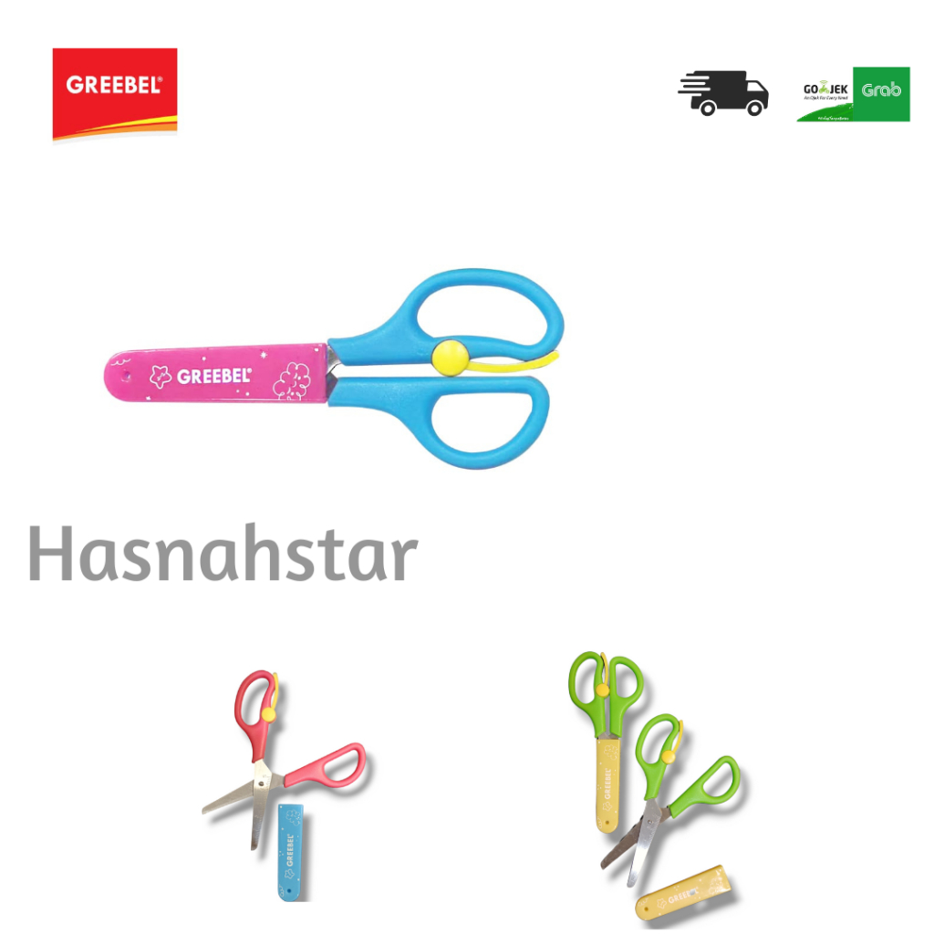 

GUNTING Anak / SCISSORS KIDS ERGONOMIC Greebel Kombinasi Plastik ada Pelindung Gunting