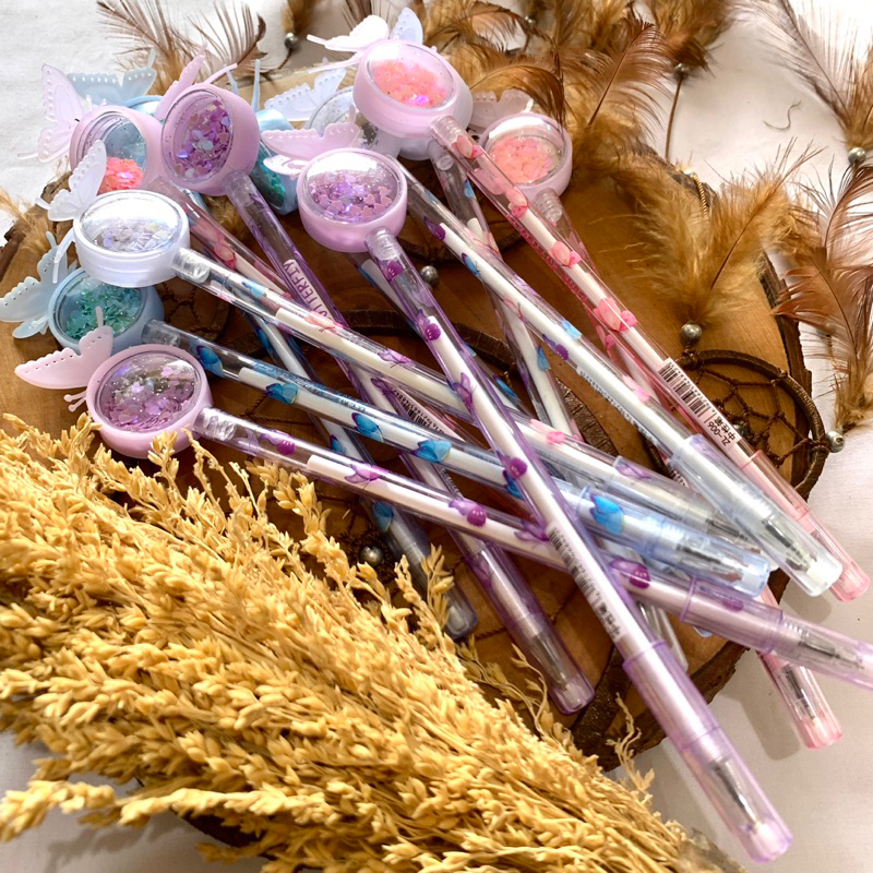 

BOLPOIN KARAKTER / PENA KARAKTER LUCU / ALAT TULIS LUCU / PEN BUTTERFLY BY SANIASCARF