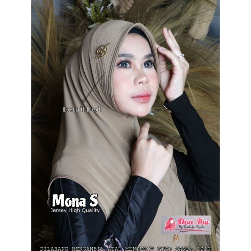 Jilbab Mona S Soft Pad Flow Oval Original Doa Ibu ▪ Hijab Dex Sporty Nutup Dada Size S ~ 317