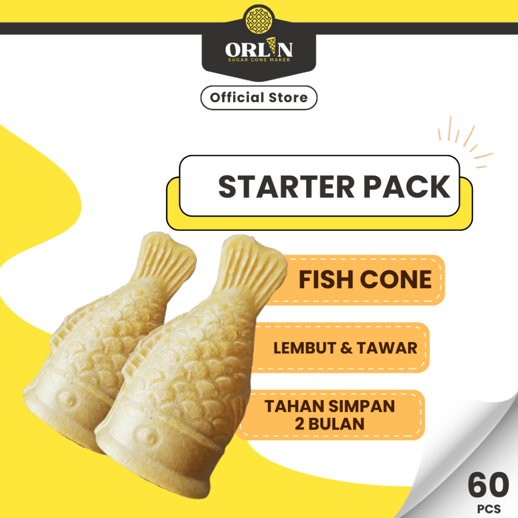 

ORLIN Starter Pack Wafer Fish Cone Ice Cream 60pcs