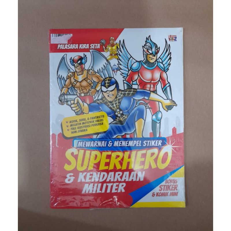 BUKU ANAK MEWARNAI DAN MENEMPEL STIKER SUPERHERO