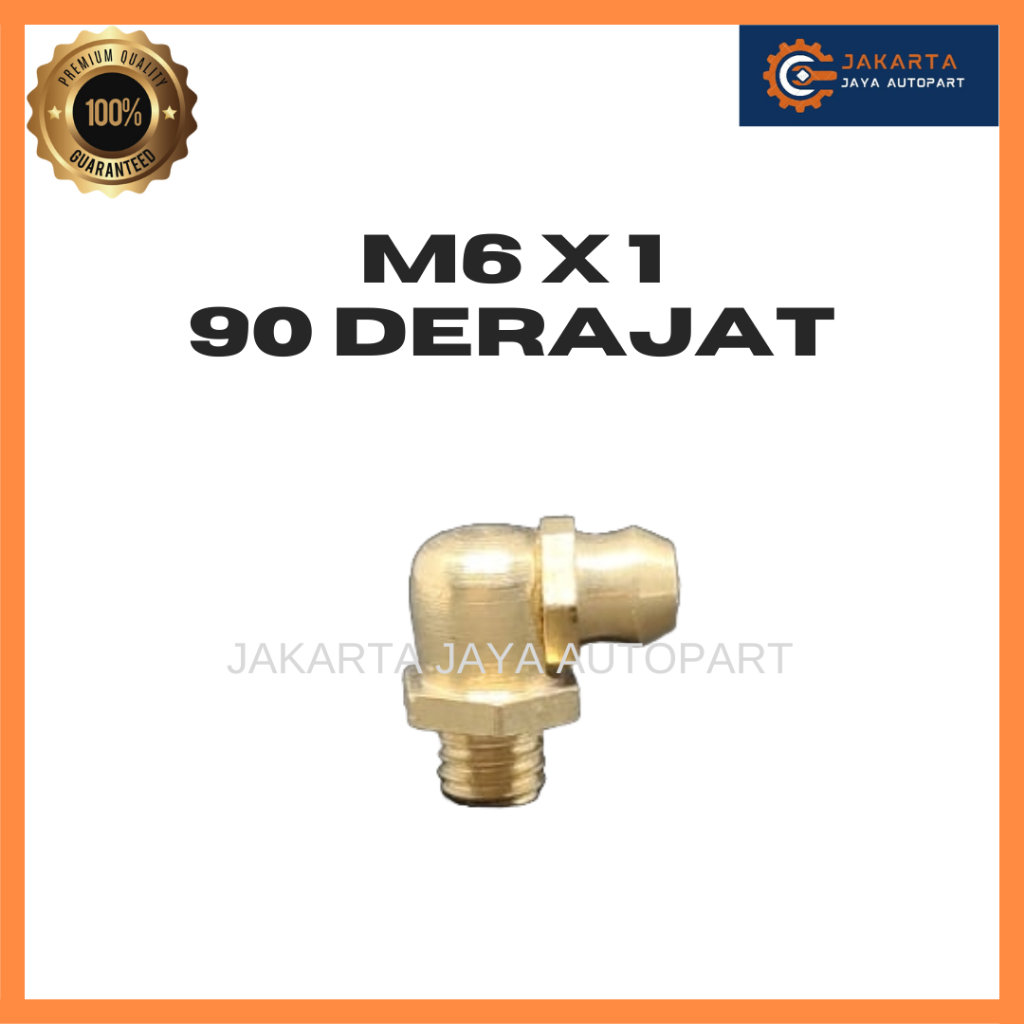 NEPEL GREASE 6MM M6*1 90° / NIPPLE GREASE / NEPEL GEMUK KUNINGAN