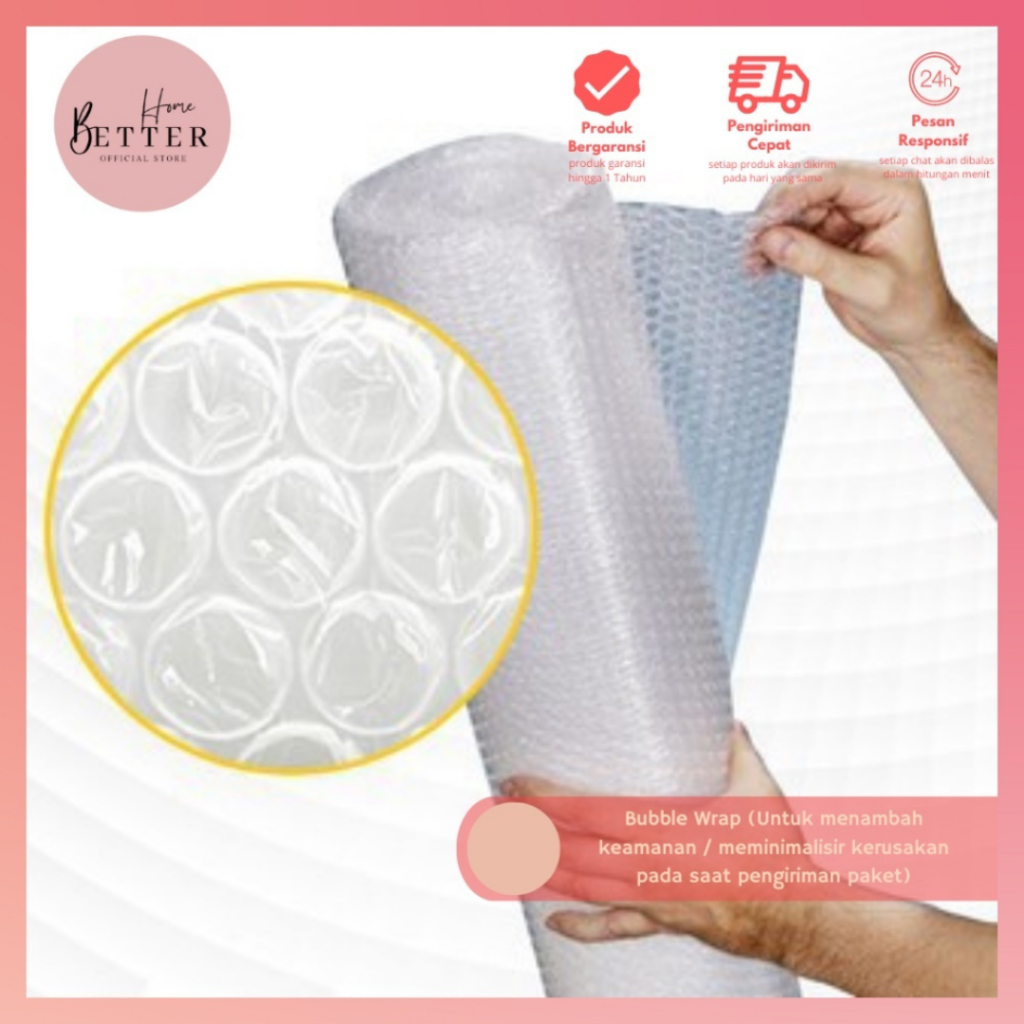 

Bubble Wrap Packaging Untuk menambah keamanan / meminimalisir kerusakan pada saat pengiriman paket