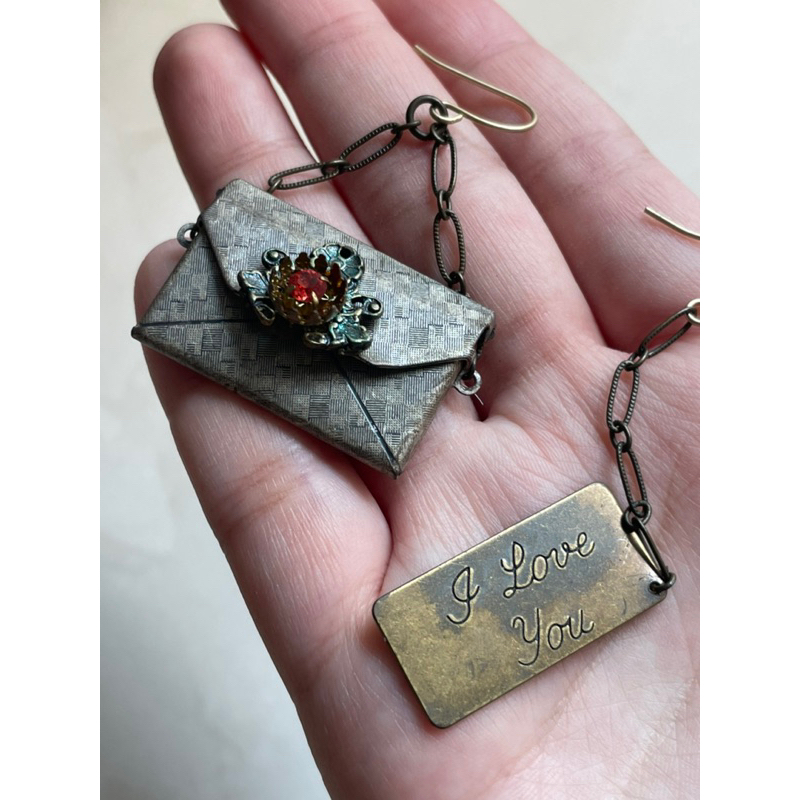 Vintage Y2K Victorian Love Letter Earrings Earring Anting Korea