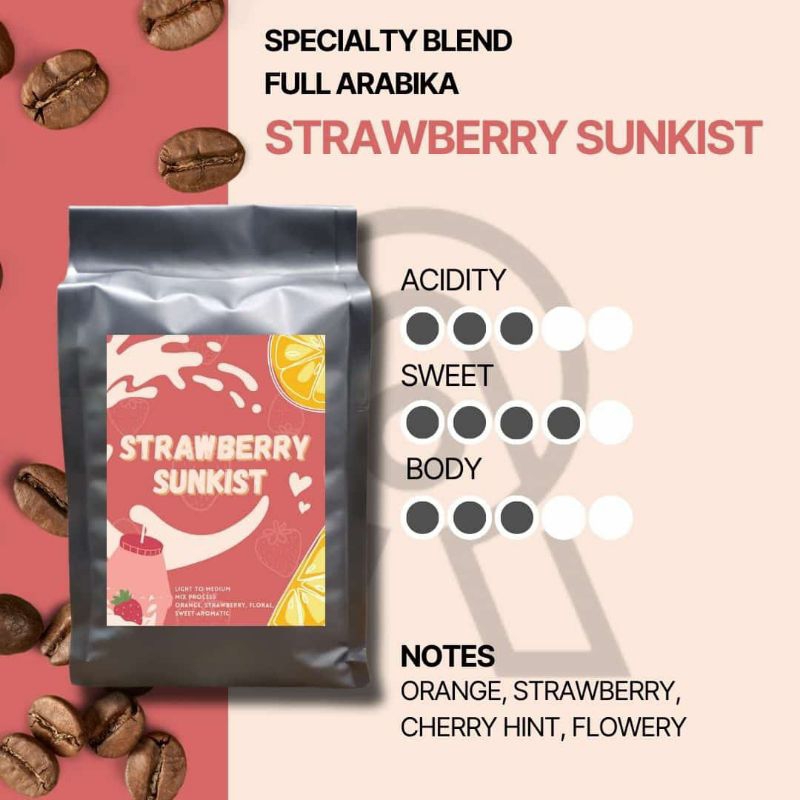 

Biji Kopi Filter Blend Arabika Strawberry Sunkist