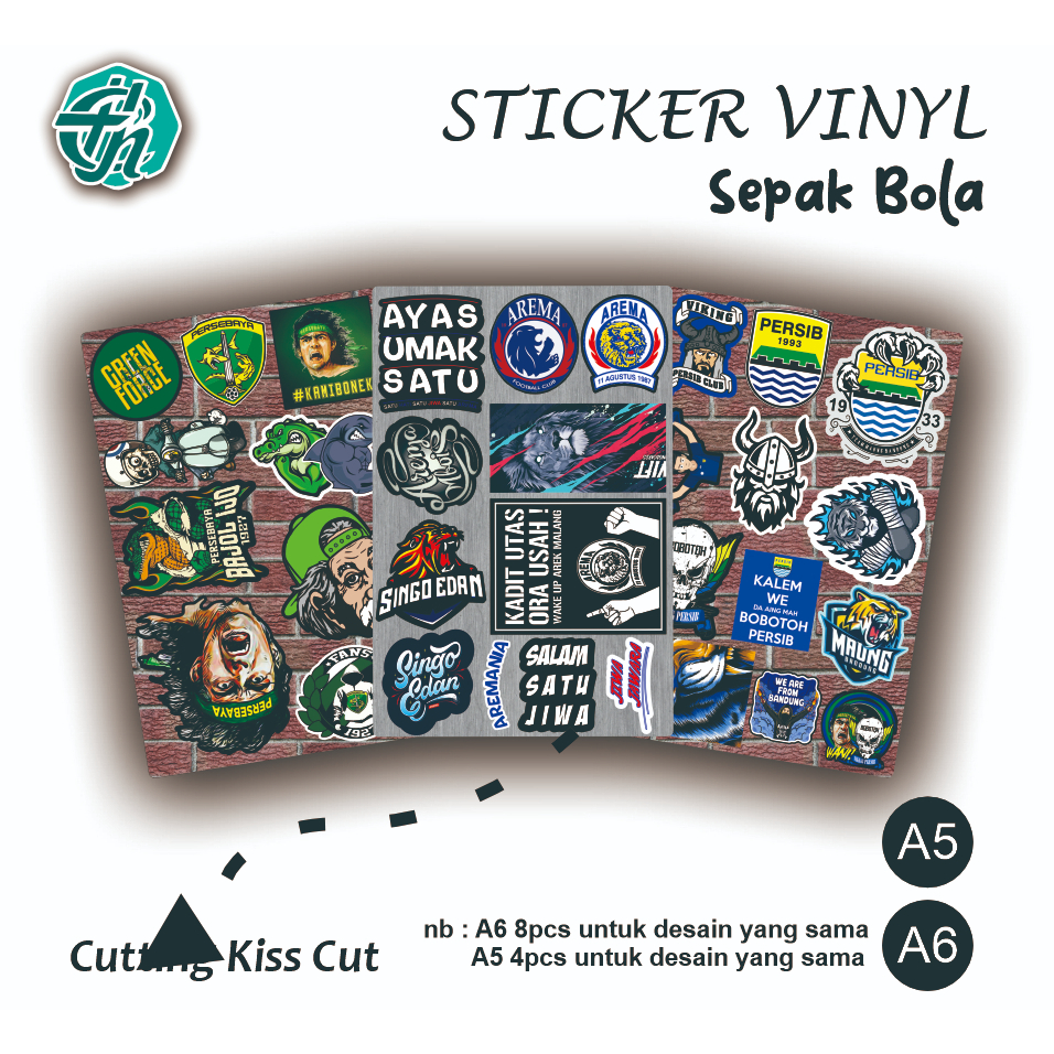 

CETAK STIKER VINYL PLUS CUTTING SETENGAH PUTUS KISS CUT STIKER LABEL, STIKER PRODUCT, persebaya, bonek, arema, aremania, singo edan, satu jiwa, persib, bandung, bobotoh, viking, persija, the jack, the jak, barcelona, real madrid sepak bola, A3, A4, A5, A6