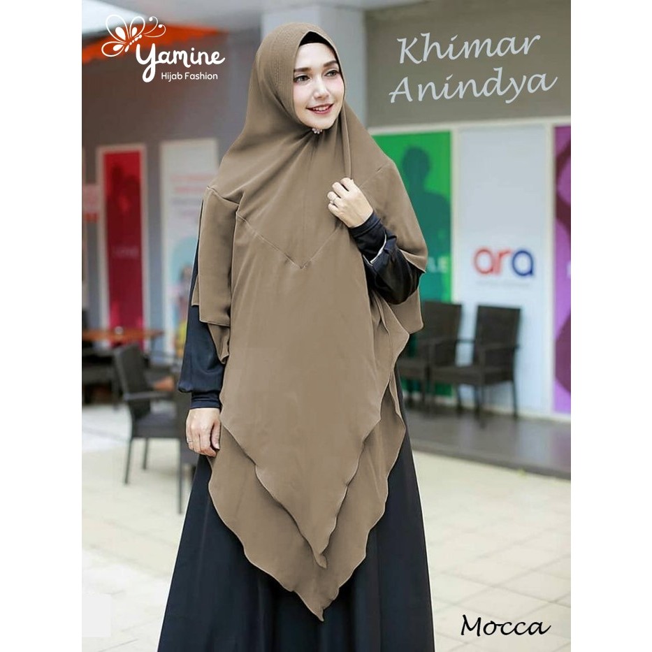 Hijab Jilbab Khimar Anindya Syari 2 Layer Jumbo Kerudung Instan Ibu2 Trend Kekinian Terbaru Bahan Ce