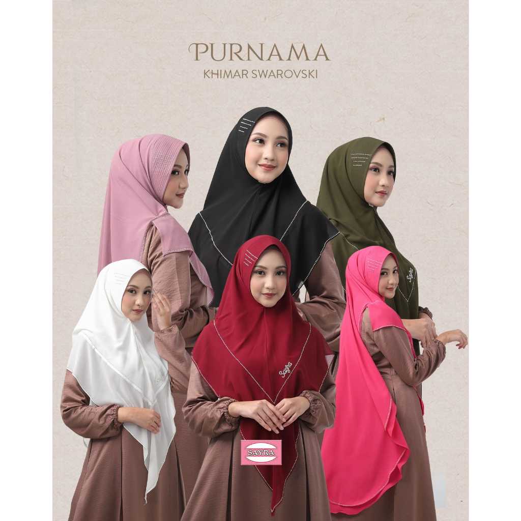 Khimar Purnama  Swarovski Khimar Instan Khimar Syari Jilbab Ceruti 2 Layer Khimar Premium by Sayra O