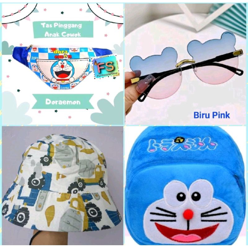 Paketan Ransel Topi Kacamata dan Tas Pinggang Anak Murah