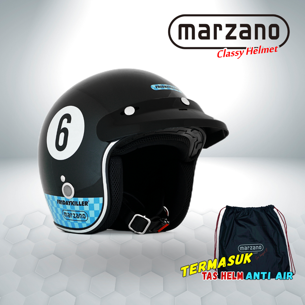 Helm Retro Marzano X Friday Killer - 666 RACING BLACK