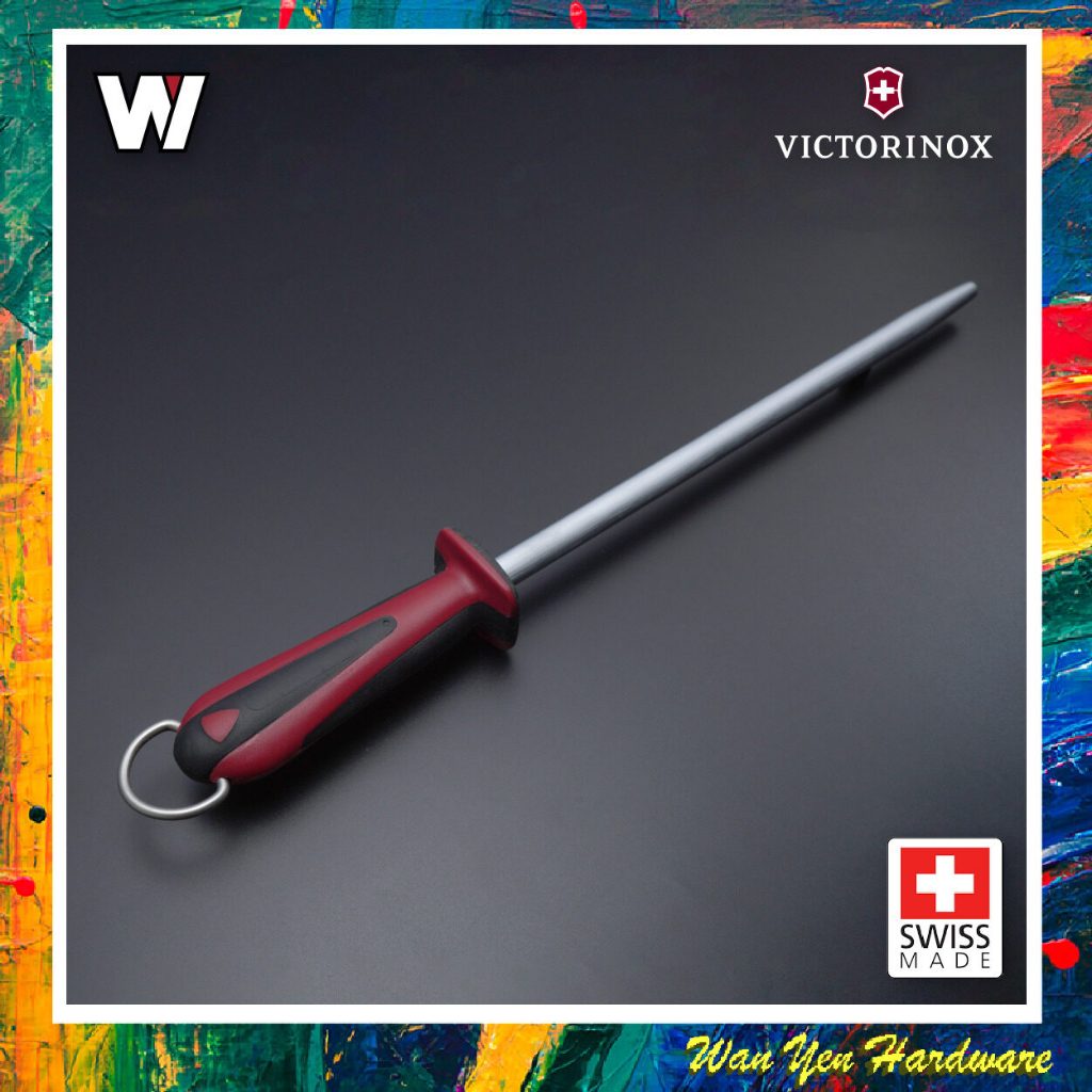 Asahan Victorinox Round 30 cm Honing Steel Dual Grip Red Black 7.8511 Micro Finecut Original Swiss