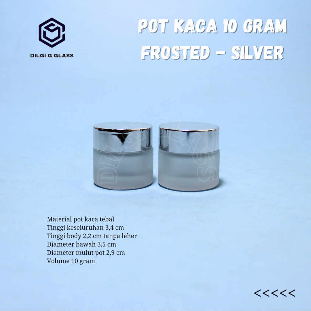 pot jar kaca 10gram frosted / pot kosmetik 10gr / pot cream 10gr tutup silver