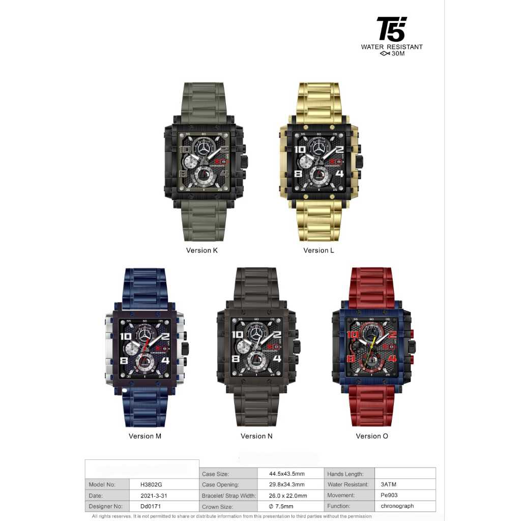 Jam Tangan Originall T5 H3802G / H 3802 G