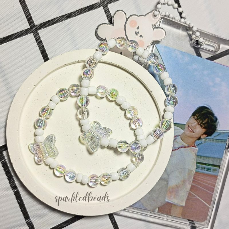 gelang manik white clear| jaemin series|bunny white