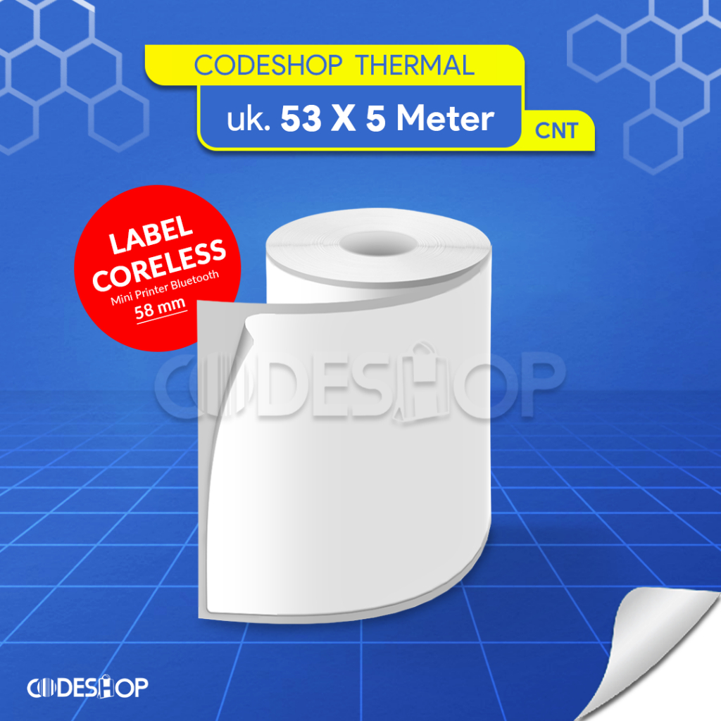 

Label Thermal 53 x 5 M setara kertas 58 x 40 mm for Printer Bluetooth