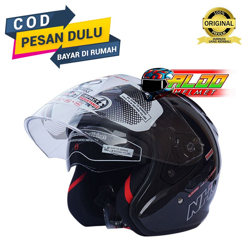 HELM NHK NHK R1 HELM NHK TERBARU  HELM HALF FACE NHK DOUBLE VISOR HELM NHK R1 SOLID GUNMETAL