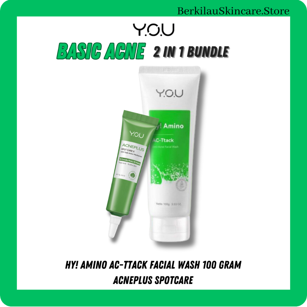 Paket Penghilang Jerawat YOU Dual Acne Combat Bundle 2-IN-1 Basic Acne, YOU Hy Amino Anti Acne Face 