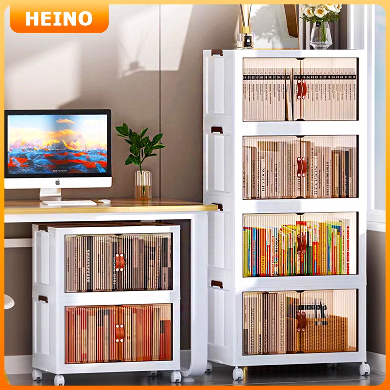 HEINO Rak Susun Plastik Lemari Pakaian Plastik Transparan 45CM Lemari Penyimpanan Multifungsi/Storag