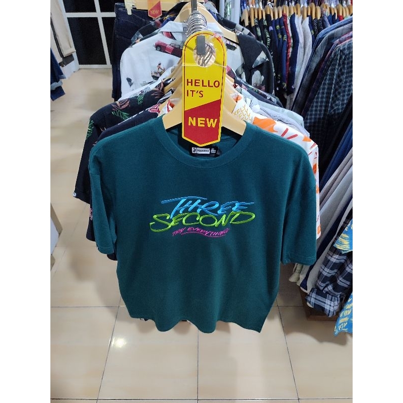 kaos 3second hijau, 100% original