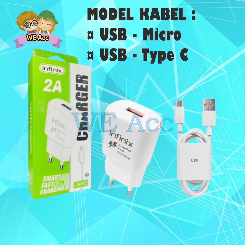 [WE-TC] Charger Infinix Hot 9 10 2A Kode U180XED Micro USB / Type C Fast Charging