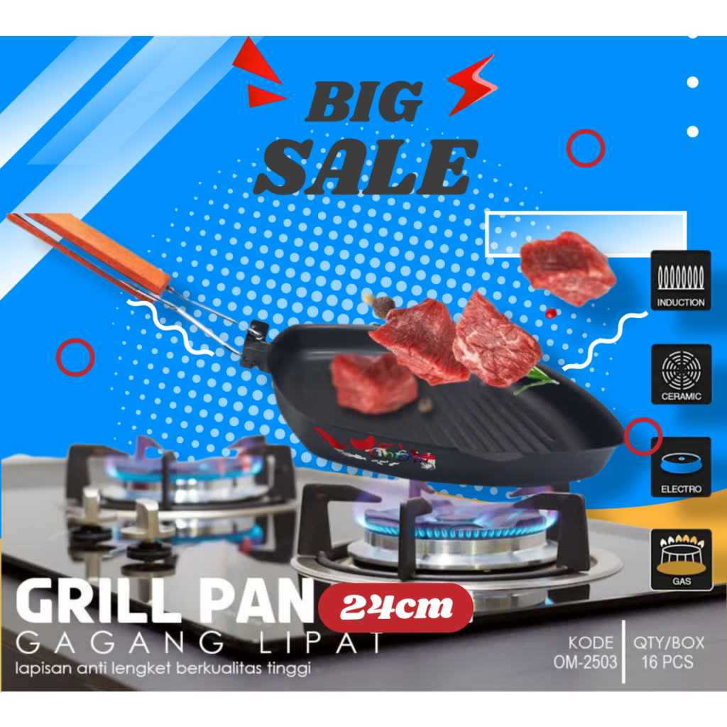 Home Panci Panggang Square Grill Pan 20Cm Foldable Wajan Anti Lengket Teflon BBQ Bentuk Kotak Panci Pemanggang Bakaran